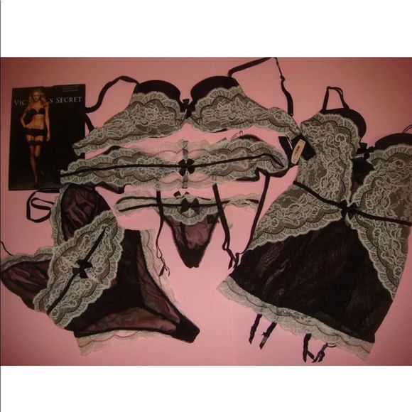 VS 34B,34C,36C bra set+teddy+garter slip VERY SEXY